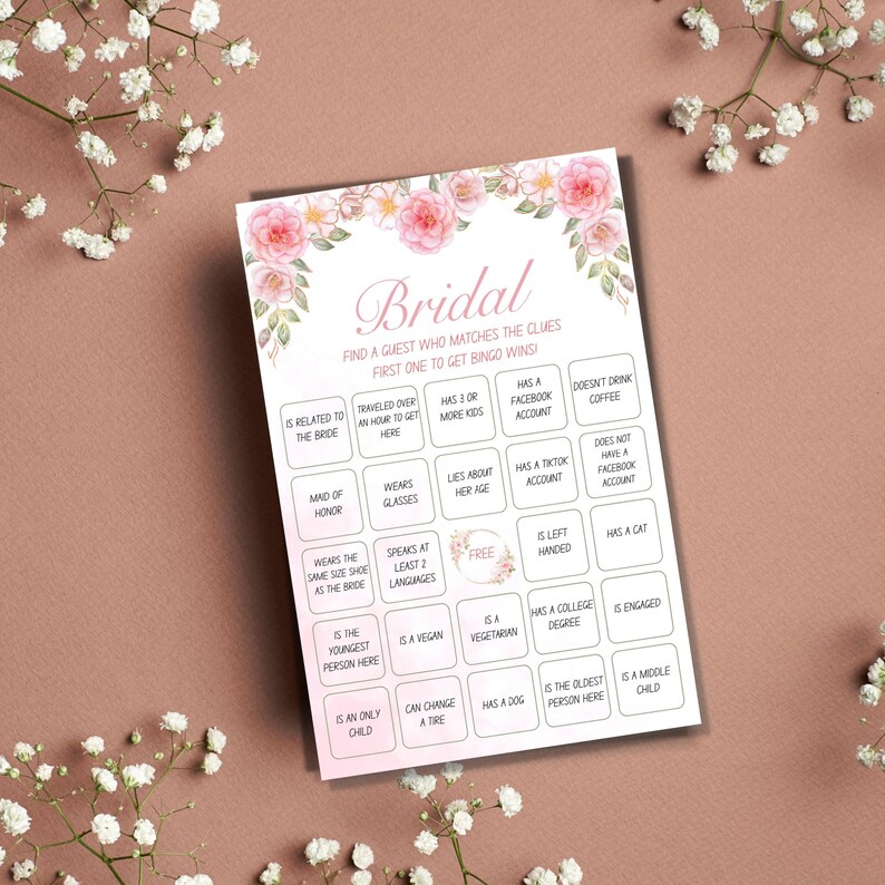 30 Prefilled Printable Bridal Shower Bingo Card Game Instant Etsy