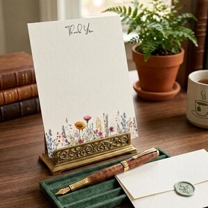 Wildflower Script Thank You Card – Botanical Stationery Set (12 Cards)