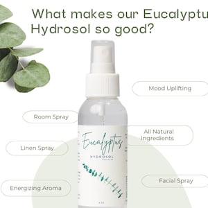 Eucalyptus | Hydrosol | Skin Care | Handcrafted Steam Distilled | Facial Toner | Natural | Floral Water | Aromatherapy | Gift for her