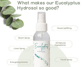 Eucalyptus | Hydrosol | Skin Care | Handcrafted Steam Distilled | Facial Toner | Natural | Floral Water | Aromatherapy | Gift for her