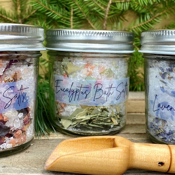 Bath Salts | Eucalyptus | 3 Sizes +Bath Oil | Handmade | Organic | Epsom Salt | Floral | Gift for Her | Calming | Relaxing | Aromatherapy