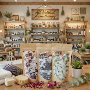 4 Bath Salts with Bath Oils Pack | Handmade | Essential Oils | Choose from Epsom or Epsom + Lava Salt | Spa | Back-to-School Gift
