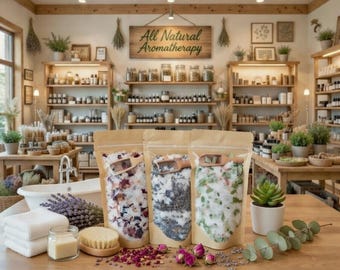 4 Bath Salts with Bath Oils Pack | Handmade | Essential Oils | Choose from Epsom or Epsom + Lava Salt | Spa | Mothers Day