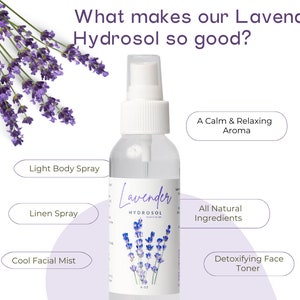 Lavender Hydrosol | Back to School Gift | Steam Distilled Hydrosol | Organic | Facial Toner | Natural | Floral Water | Aromatherapy | Spa