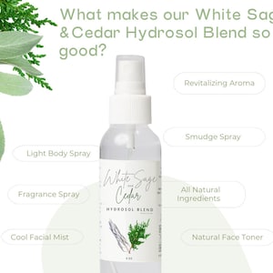 White Sage & Cedar Blend | Hydrosol | Handcrafted Steam Distilled | Organic | Smudge | Purifying Room | Linen Spray | Aromatherapy | Natural