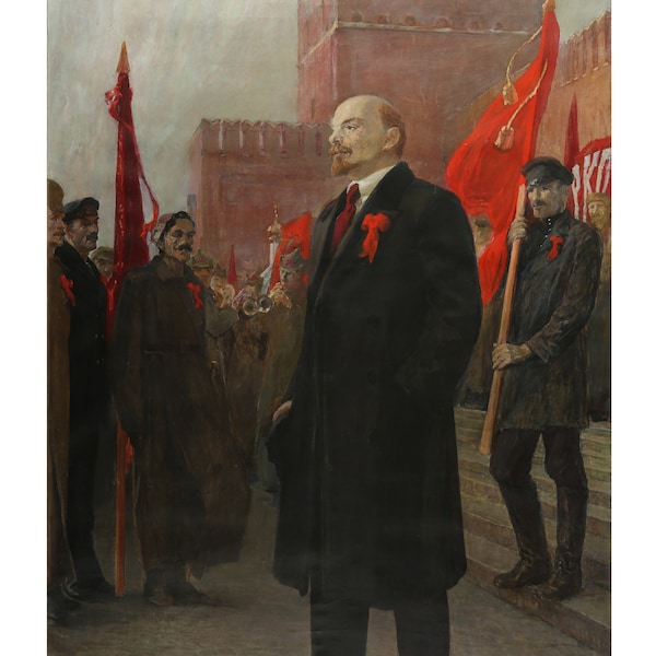 Lenin-Malerei, Original, Öl auf Leinwand, sehr große Größe, ukrainische künstlerisch, Jahr 1965, sowjetische Kunst