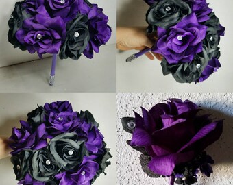 Black Purple Bouquet Etsy