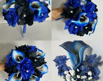 Blue Black Bouquet Etsy