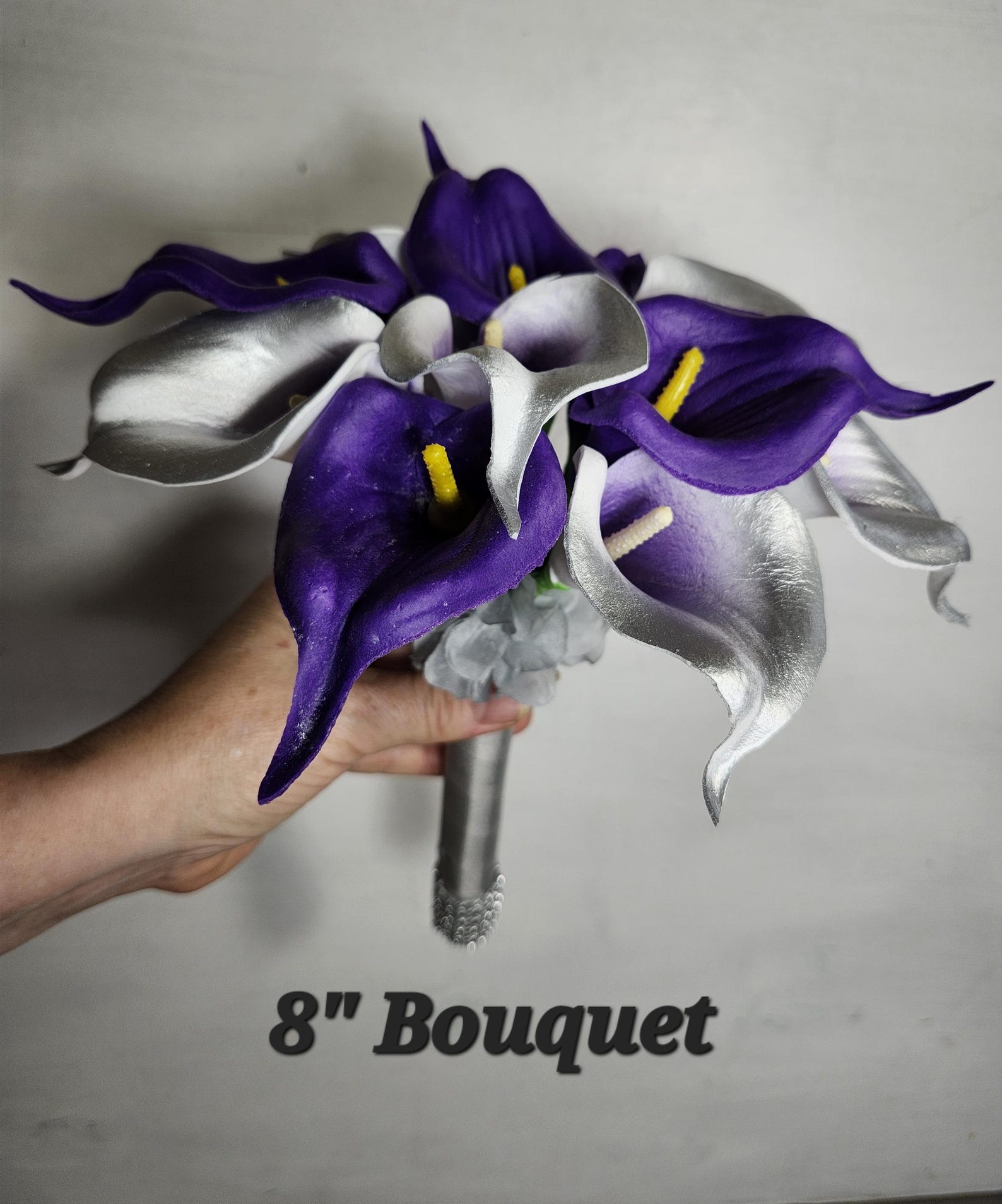 Purple Silver Calla Lily Bridal Wedding Bouquet Accessories - Etsy