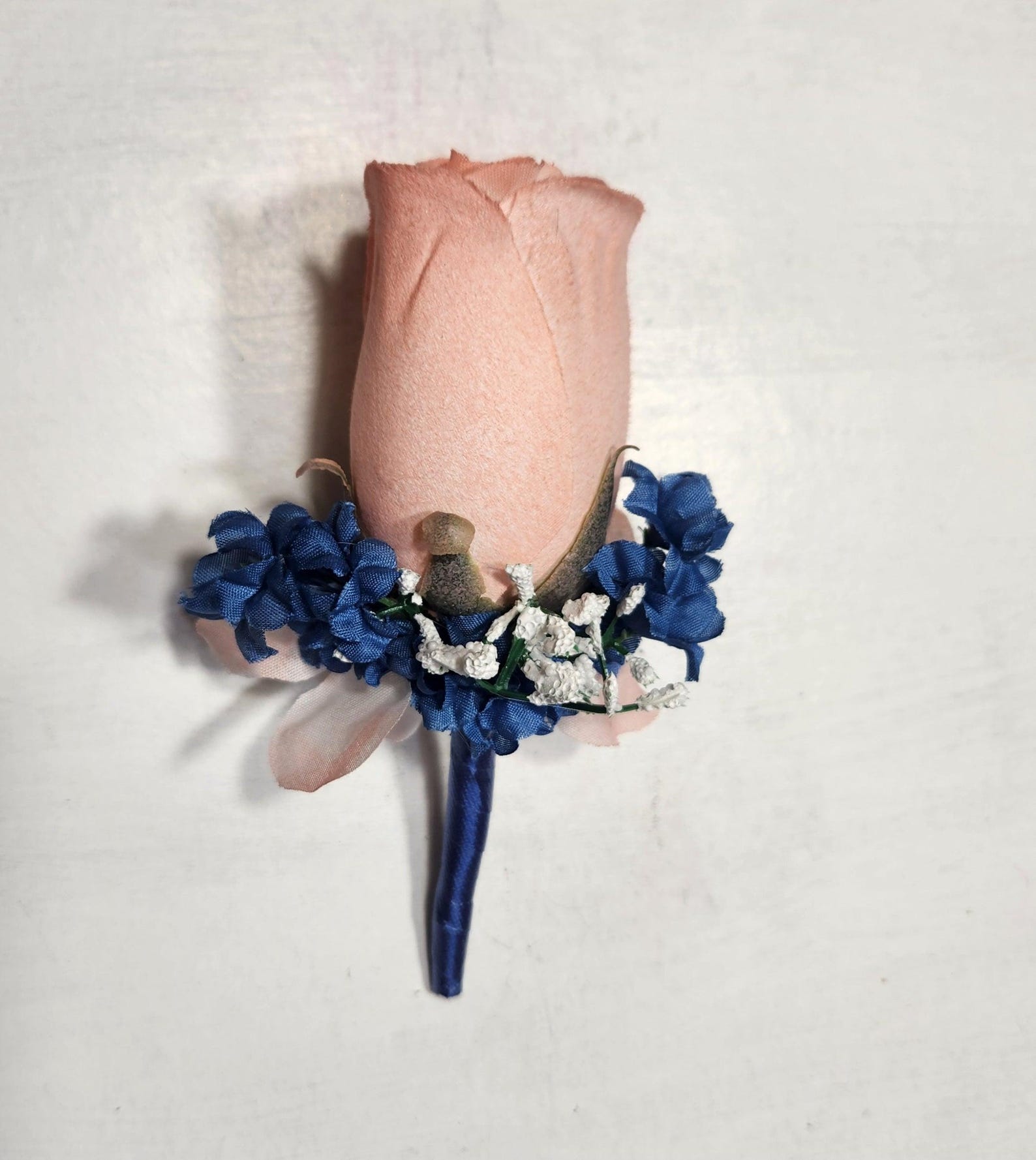 Peach Royal Blue White Rose Calla Lily Bridal Wedding Bouquet ...