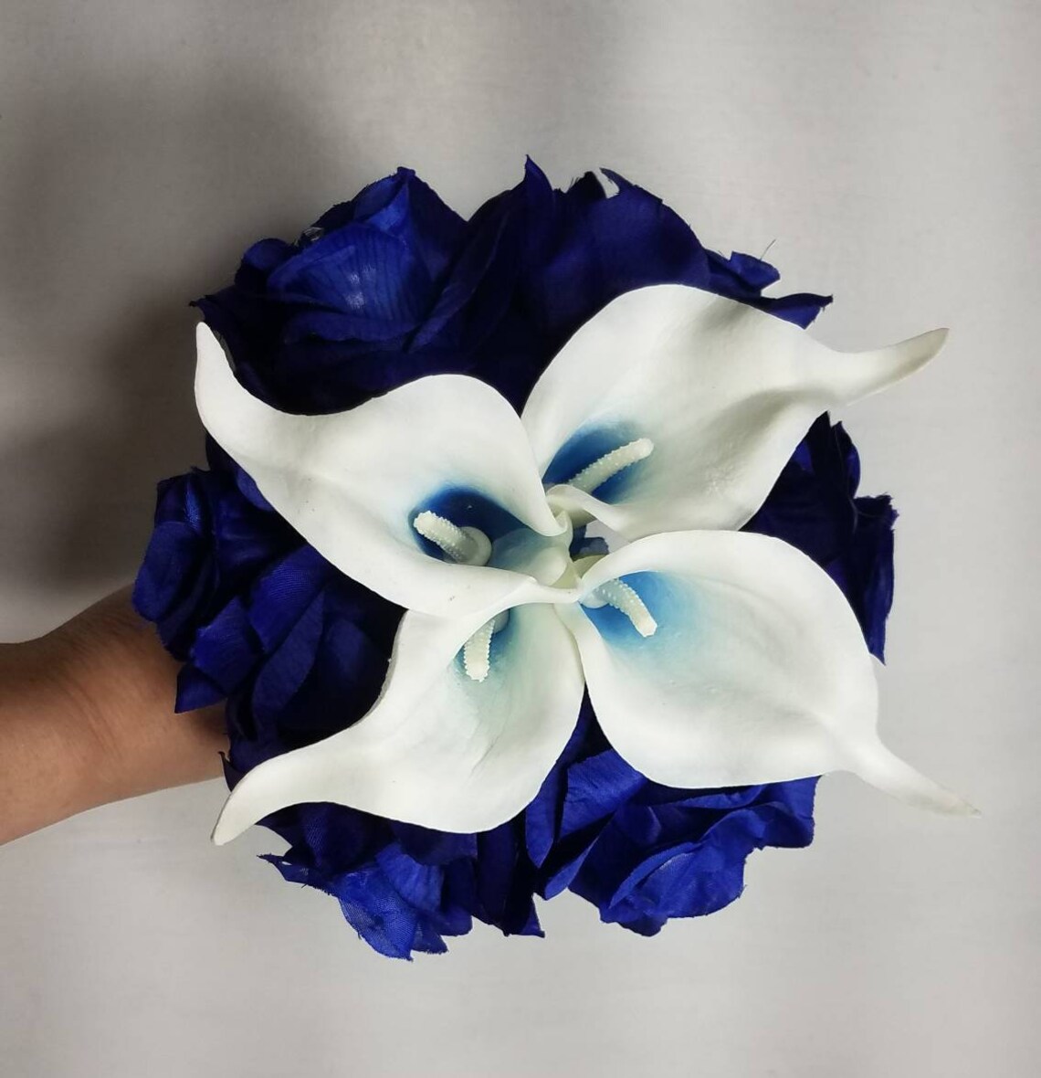 Royal Blue Rose Calla Lily Bridal Wedding Bouquet Accessories - Etsy