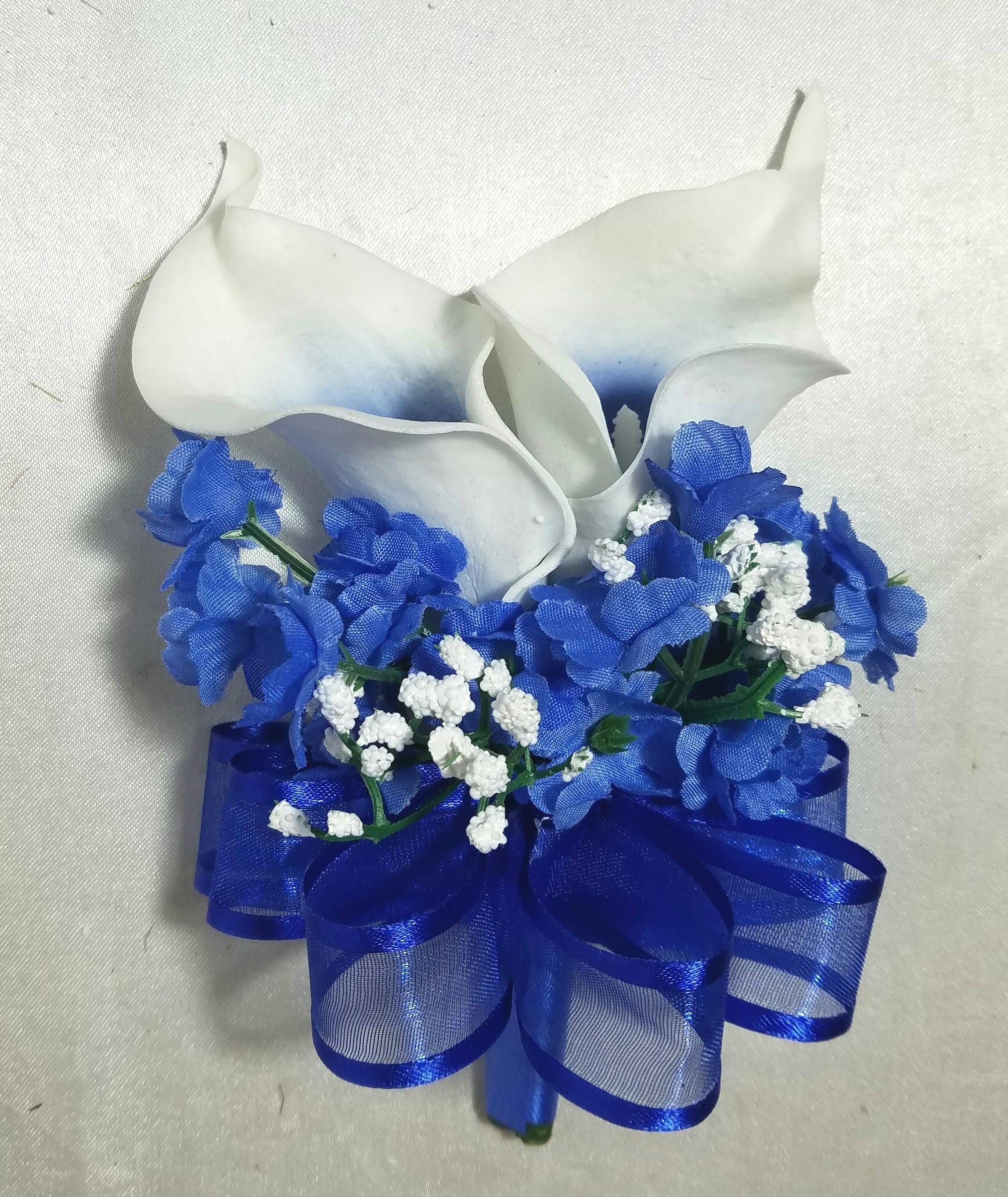 Royal Blue White Rose Calla Lily Bridal Wedding Bouquet Accessories - Etsy