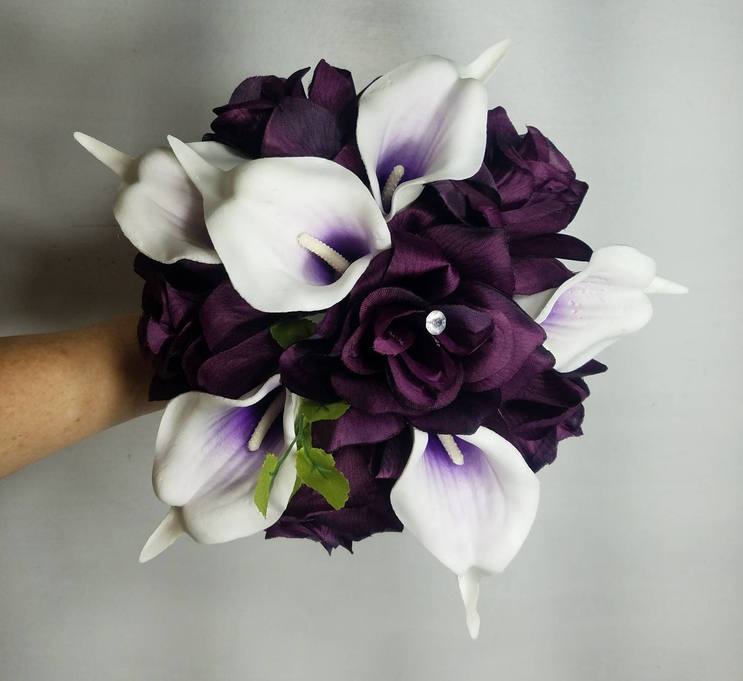 Eggplant Rose Calla Lily Bridal Wedding Bouquet Accessories | Etsy