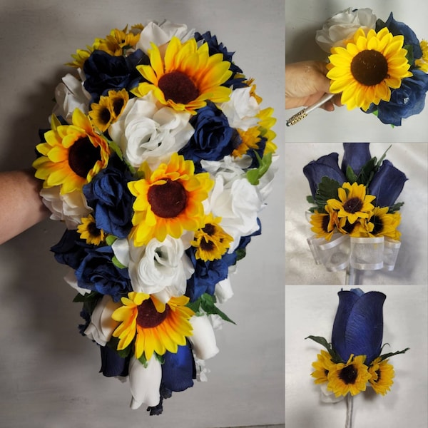 Sunflower Blue Bouquet Etsy