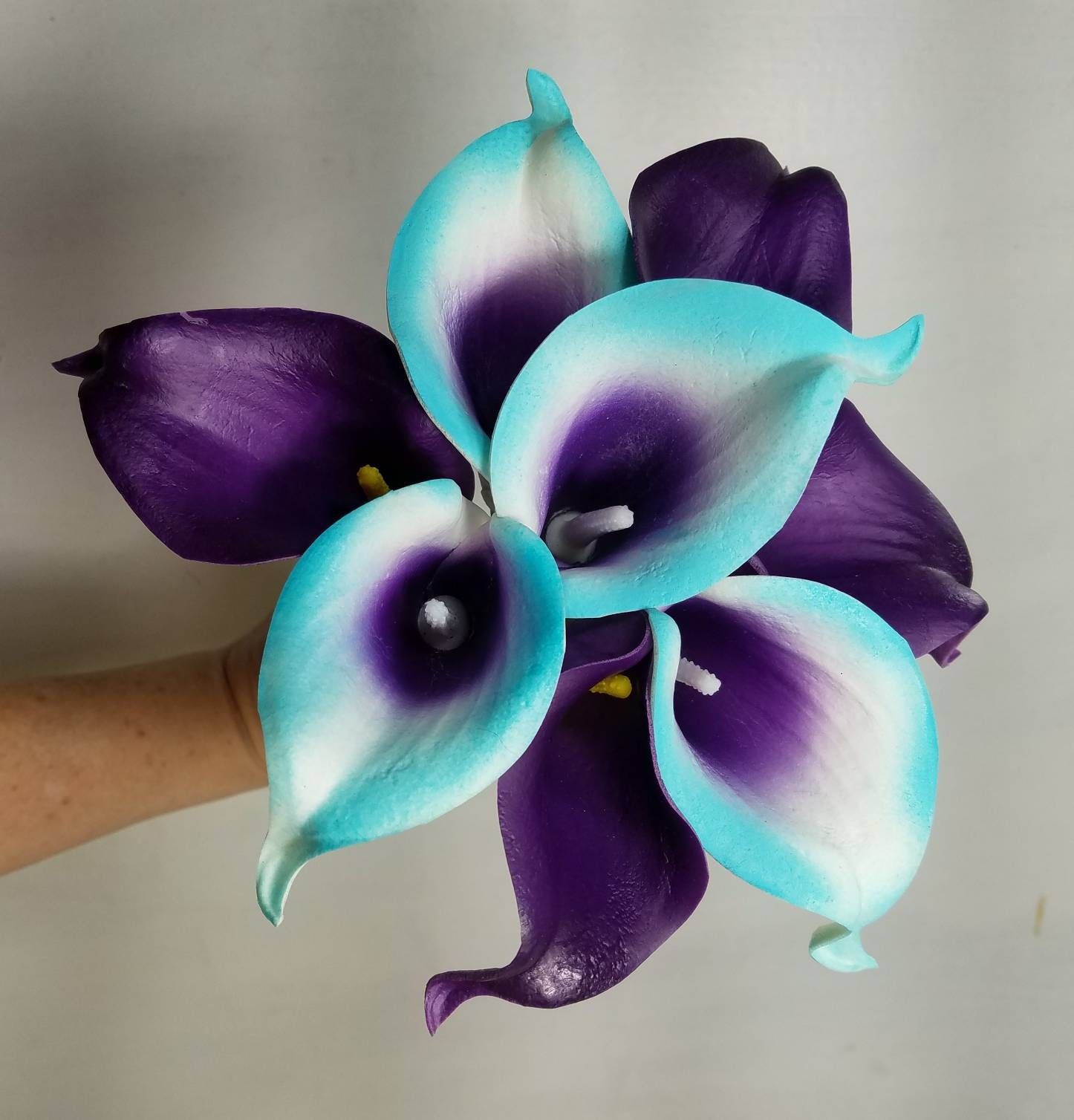 Purple Turquoise Calla Lily Bridal Wedding Bouquet Accessories - Etsy