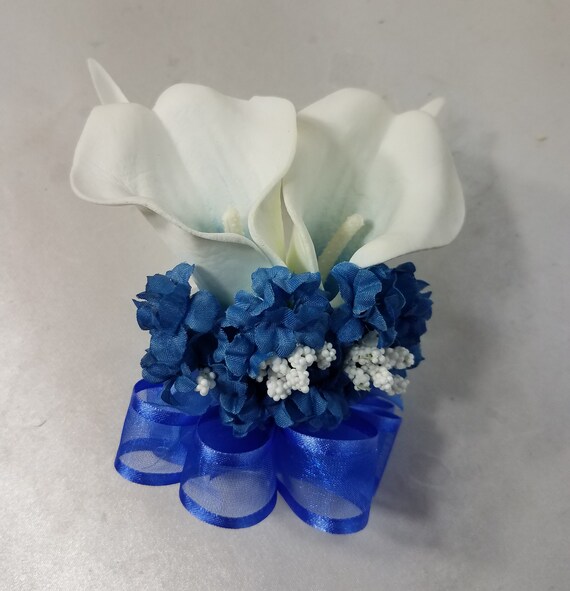 Teal Purple Rose Calla Lily Bridal Wedding Bouquet Accessories 