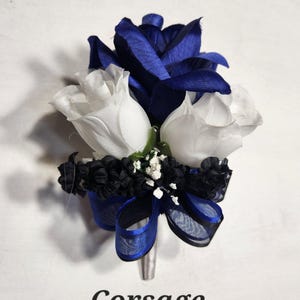 Royal Blue Black White Rose Calla Lily Bridal Wedding Bouquet ...