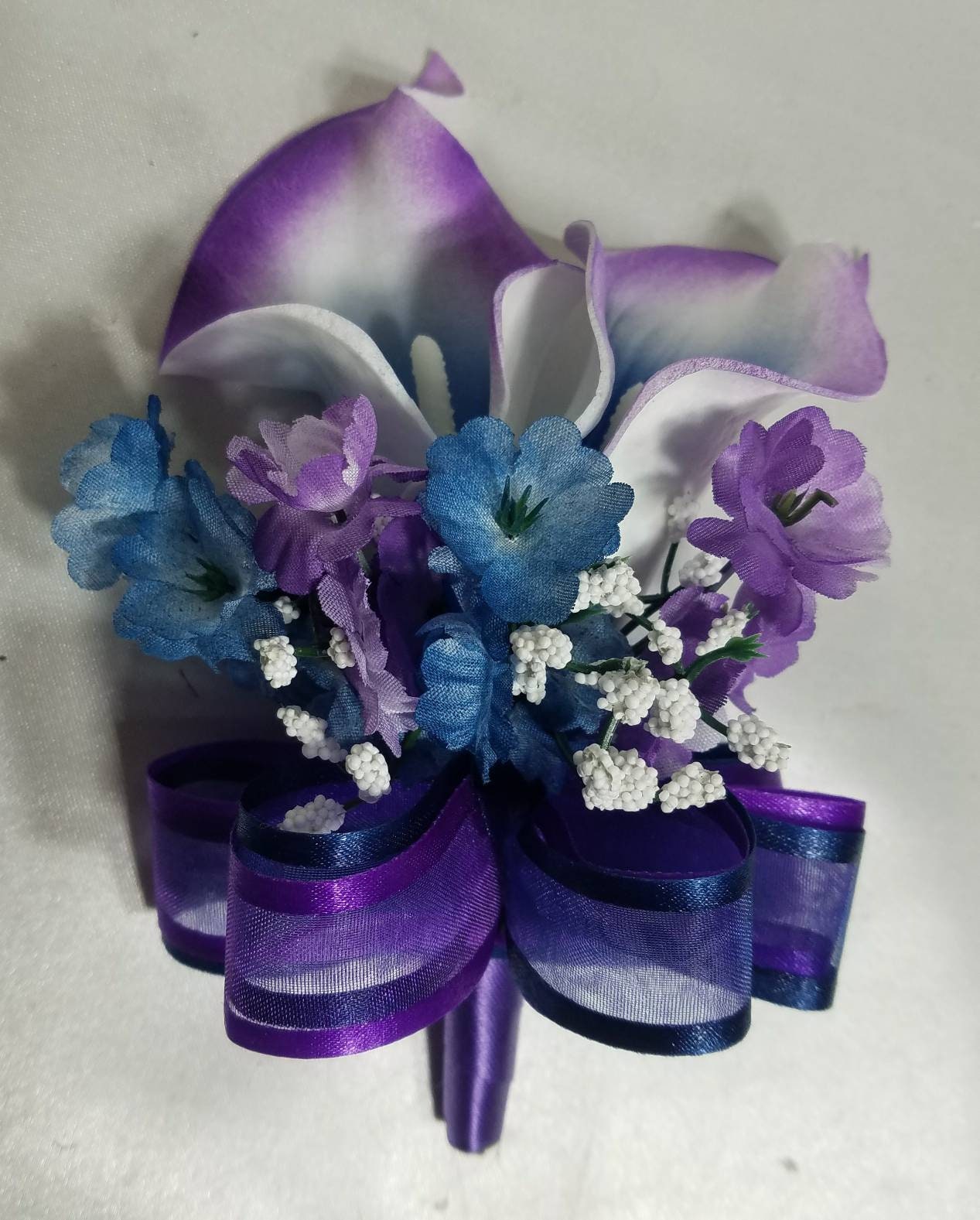 Purple Navy Blue Calla Lily Bridal Wedding Bouquet Accessories - Etsy