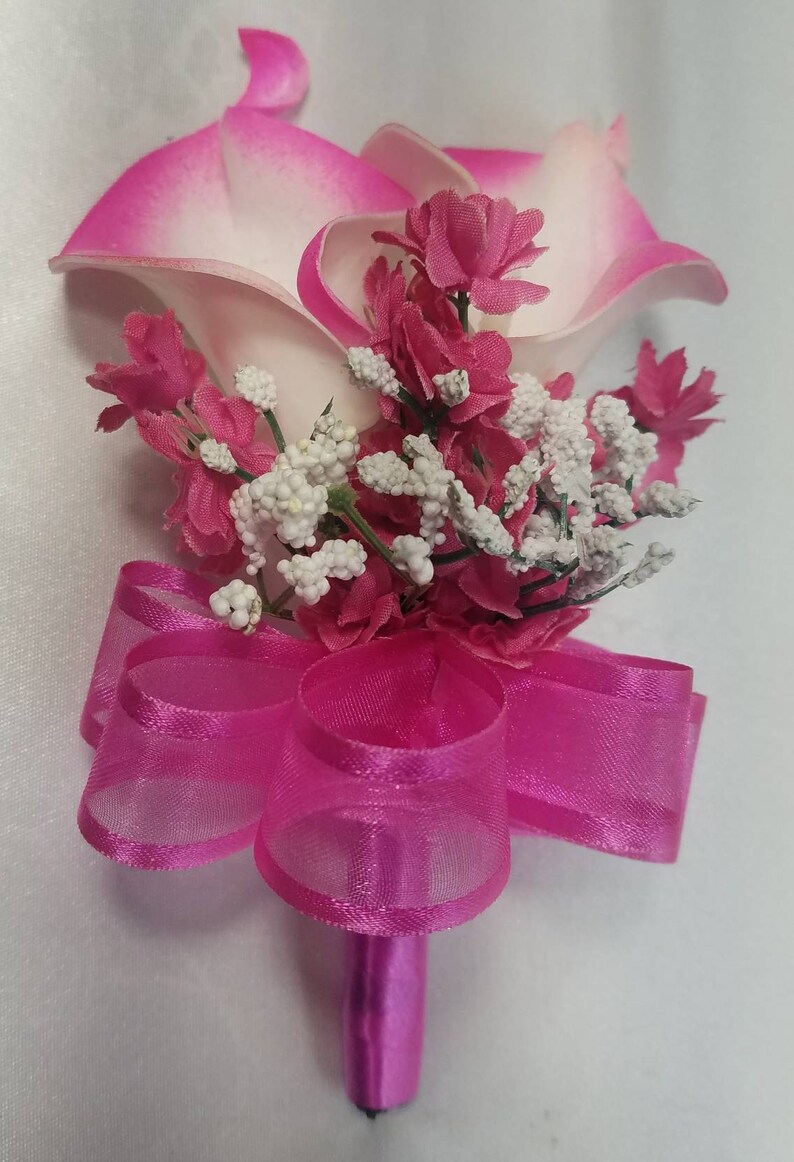 Fuchsia Ivory Calla Lily Bridal Wedding Bouquet /& Accessories