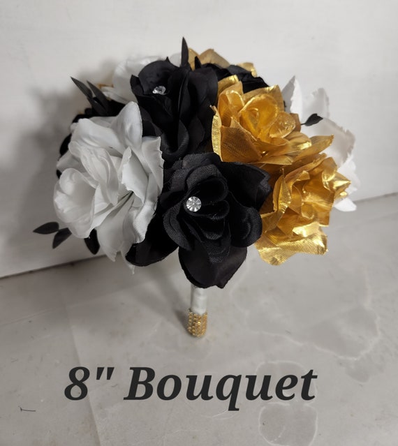  Black Silver Bridal Wedding Bouquet Accessories (8