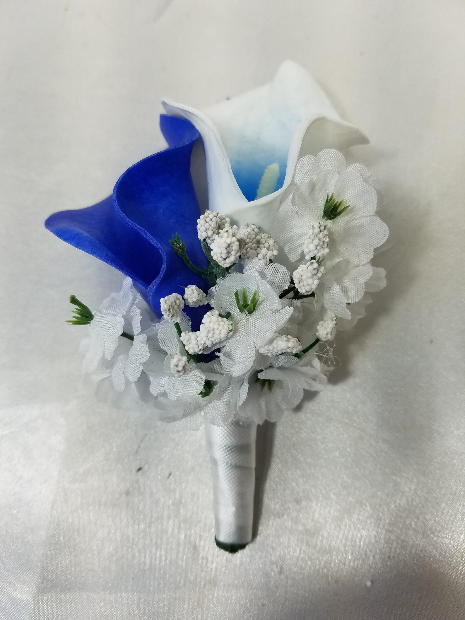 Royal Blue Ivory White Calla Lily Bridal Wedding Bouquet Accessories - Etsy