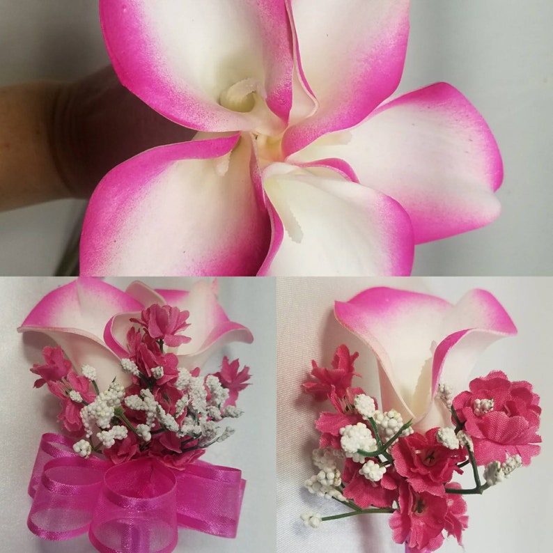 Fuchsia Ivory Calla Lily Bridal Wedding Bouquet /& Accessories