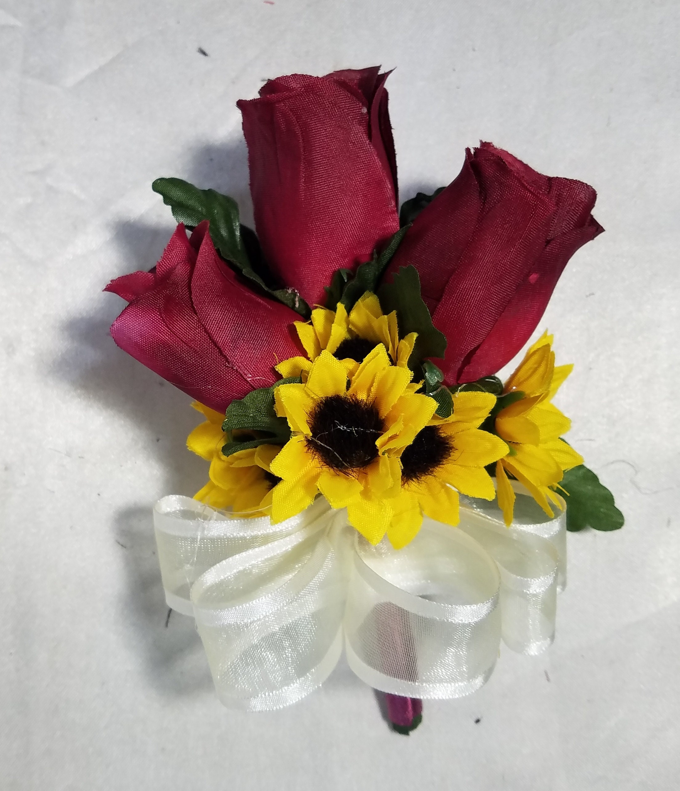 Burgundy Rose Sunflower Bridal Wedding Bouquet Accessories Etsy