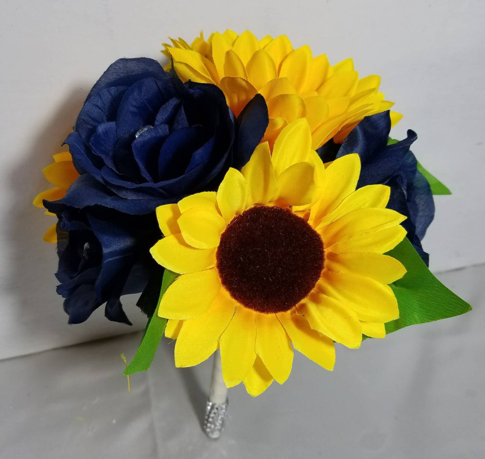 Navy Blue Rose Sunflower Bridal Wedding Bouquet Accessories Etsy