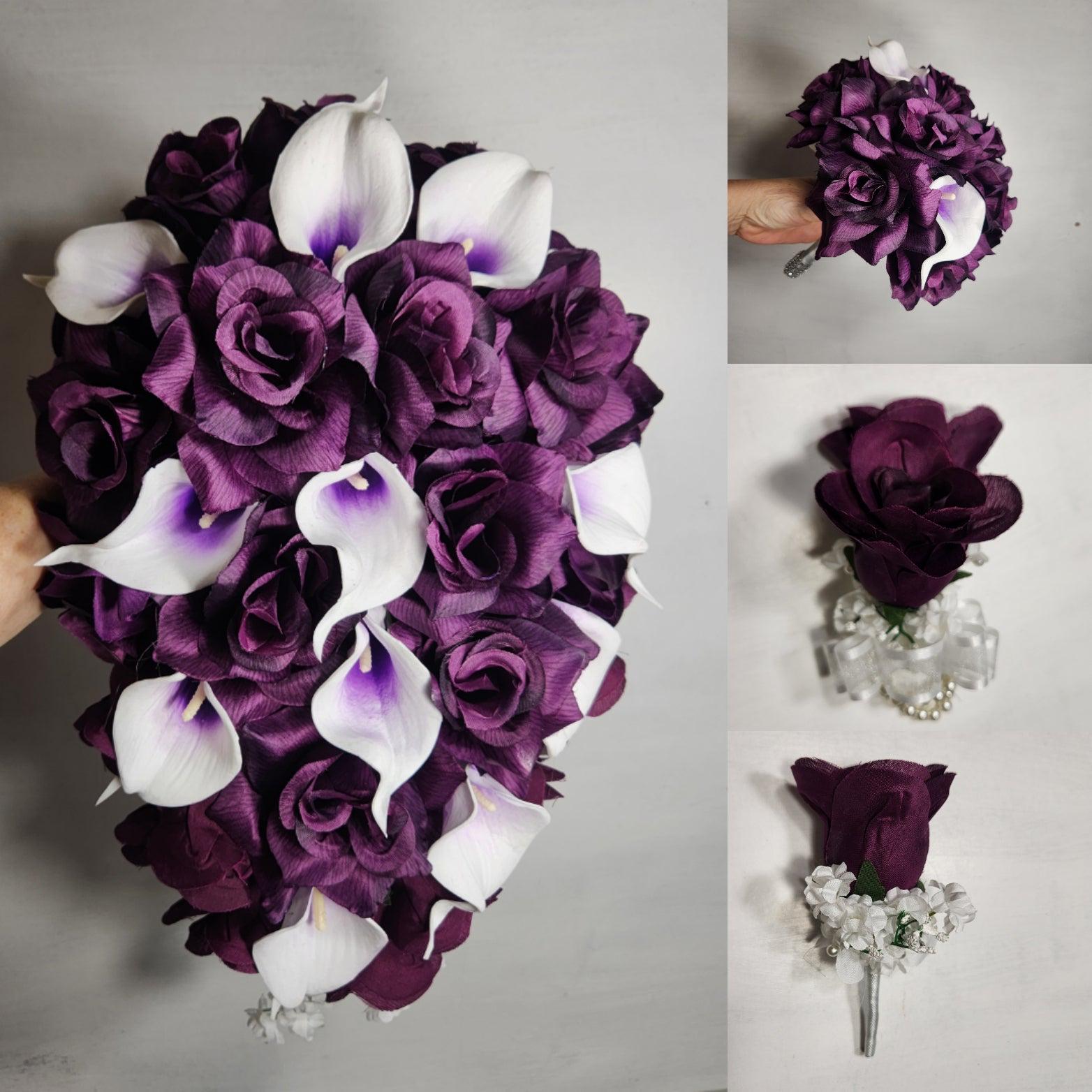 Accesorios para ramo de novia de berenjena, rosa y lirio de cala - Etsy  México, image size:1564x1564