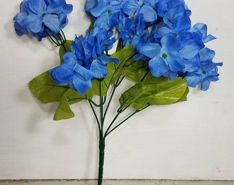 Royal Blue Hydrangea Silk Flower Bush