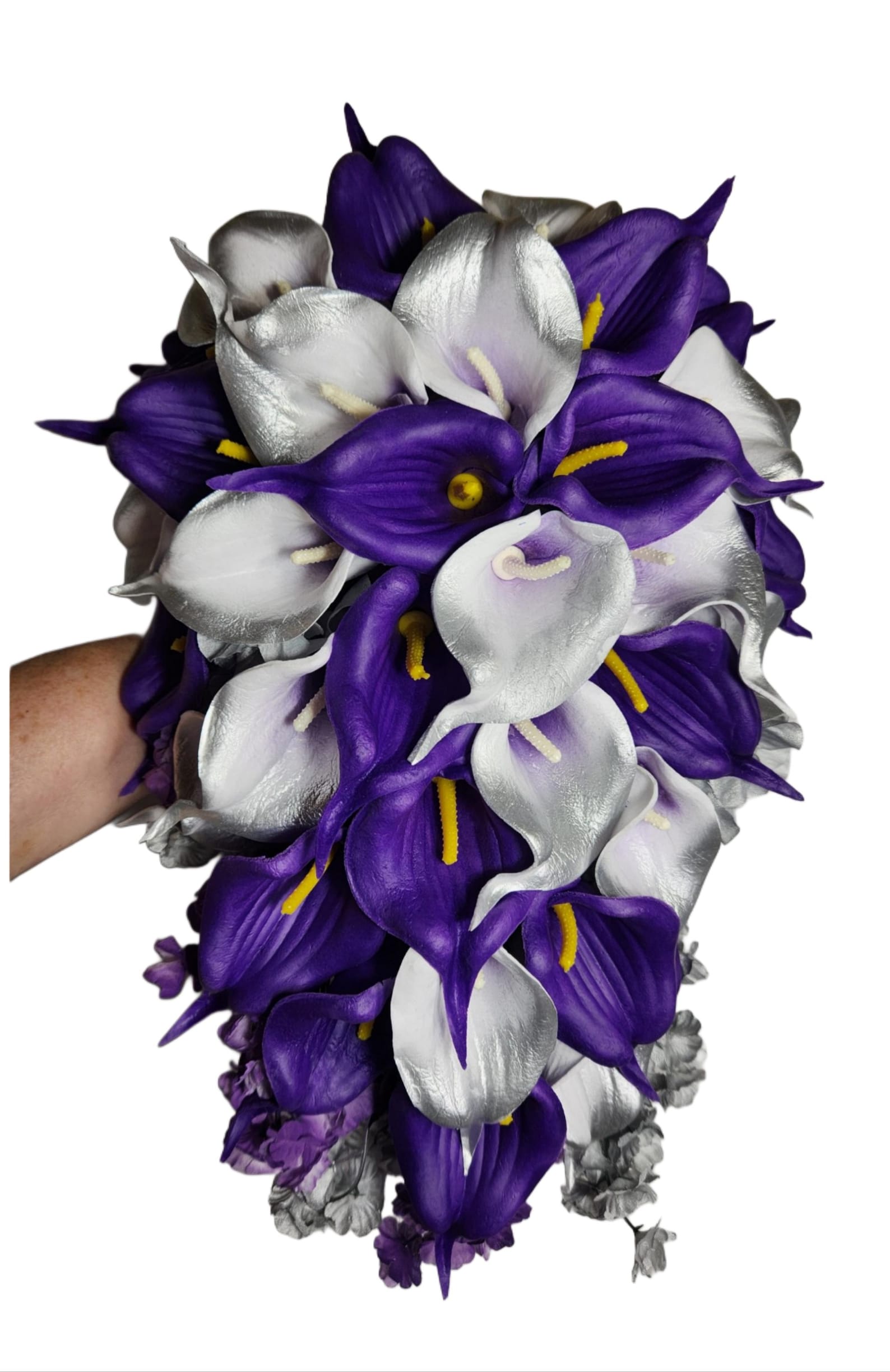 Purple Silver Calla Lily Bridal Wedding Bouquet Accessories - Etsy