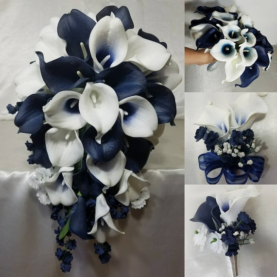 blue calla lily wedding bouquet