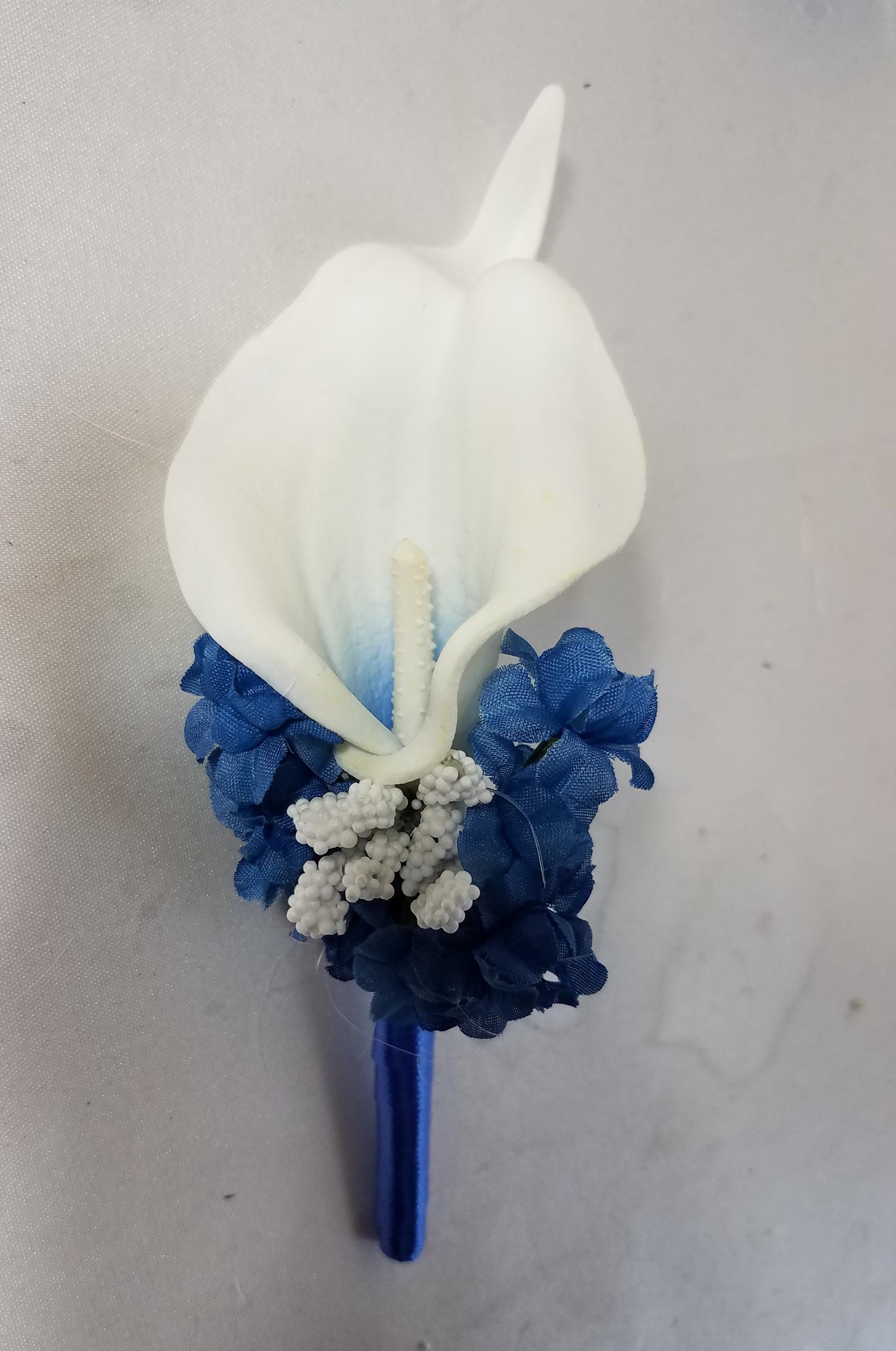 Royal Blue White Calla Lily Bridal Wedding Bouquet Accessories - Etsy