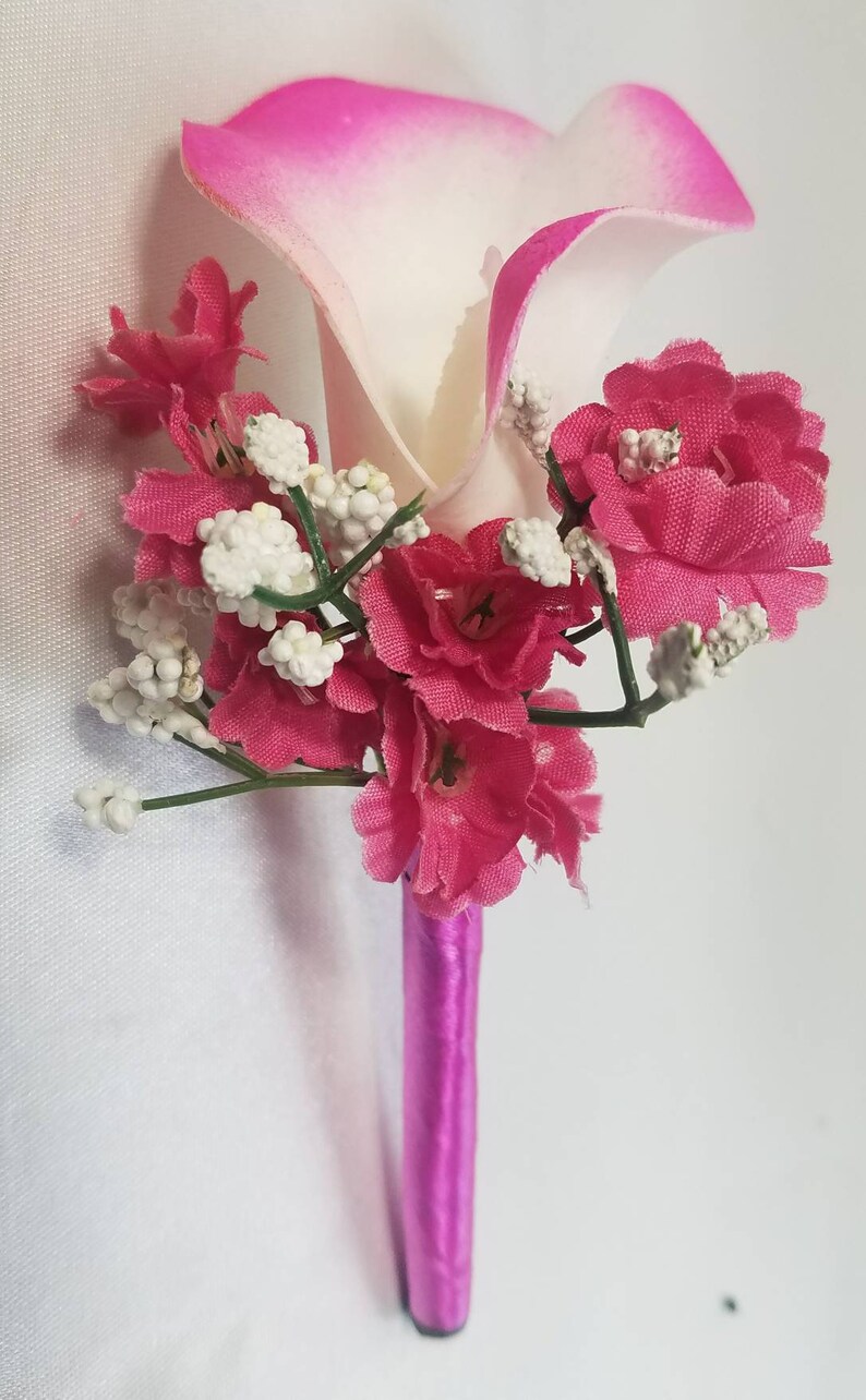 Fuchsia Ivory Calla Lily Bridal Wedding Bouquet /& Accessories
