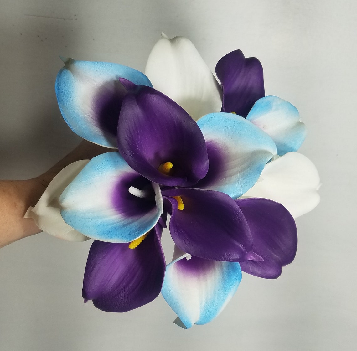 Light Blue Purple Ivory Calla Lily Bridal Wedding Bouquet - Etsy