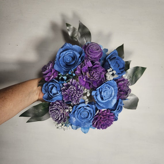 Purple Silver Sola Wood Flower Bridal Wedding Bouquet Accessories