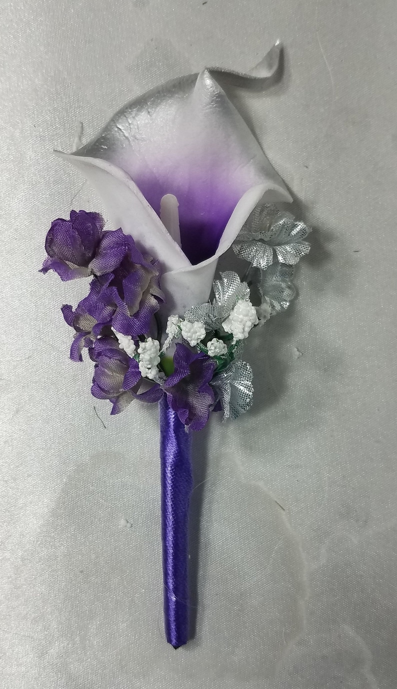 Purple Silver Calla Lily Bridal Wedding Bouquet Accessories - Etsy