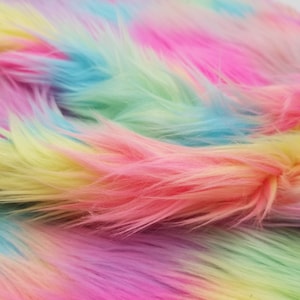 Rainbow Faux Fur with 1-2" Medium Pile Cuddly Faux Fur Nest Newborn ,Basket Filler, Craft, Art Fur,Baby Basket,Gnomes fur  Photo Prop!!!