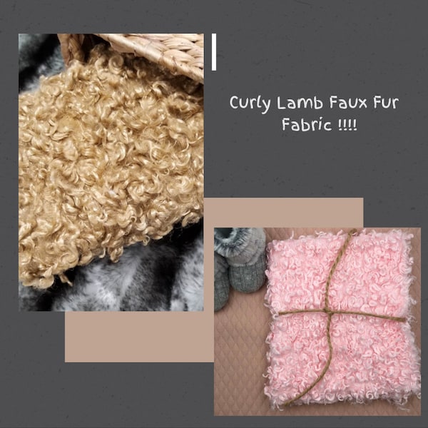 Curly Lamb Faux Fur Fabric Cuddly Faux Fur Nest Newborn Layering Blanket  Basket Newborn Photo Props Basket Filler Curly Fur