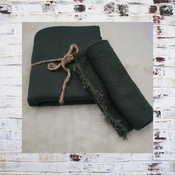 Green Newborn Photo Props Set Swaddle & Bean Bag Newborn Photo Props Perfect Color For Christmas Backdrop And Wrap.... ON SALE NOW !!!