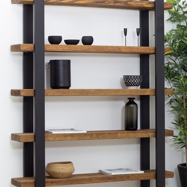 Shelving Unit , Industrial Bookcase , Wood and steel