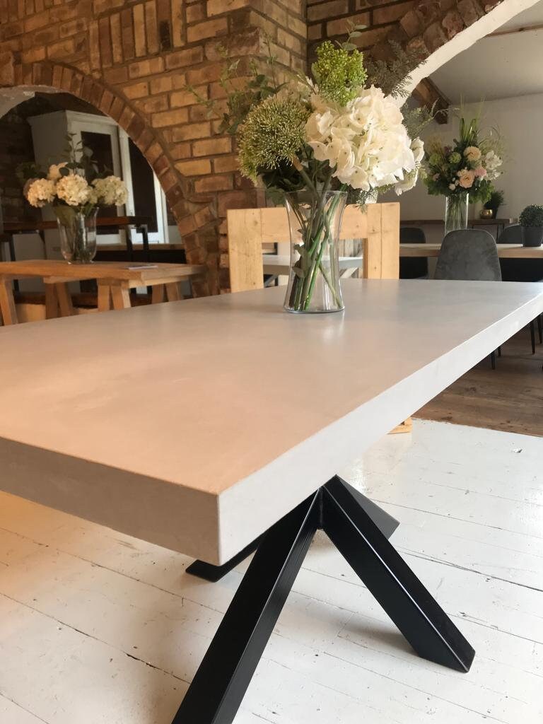 Concrete Style Dining Table Micro cement Metal Legs Handmade table Industrial style table Etsy