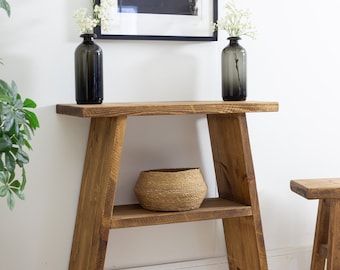 Handmade Rustic Console Table: Solid Wood Entrance Hall Table