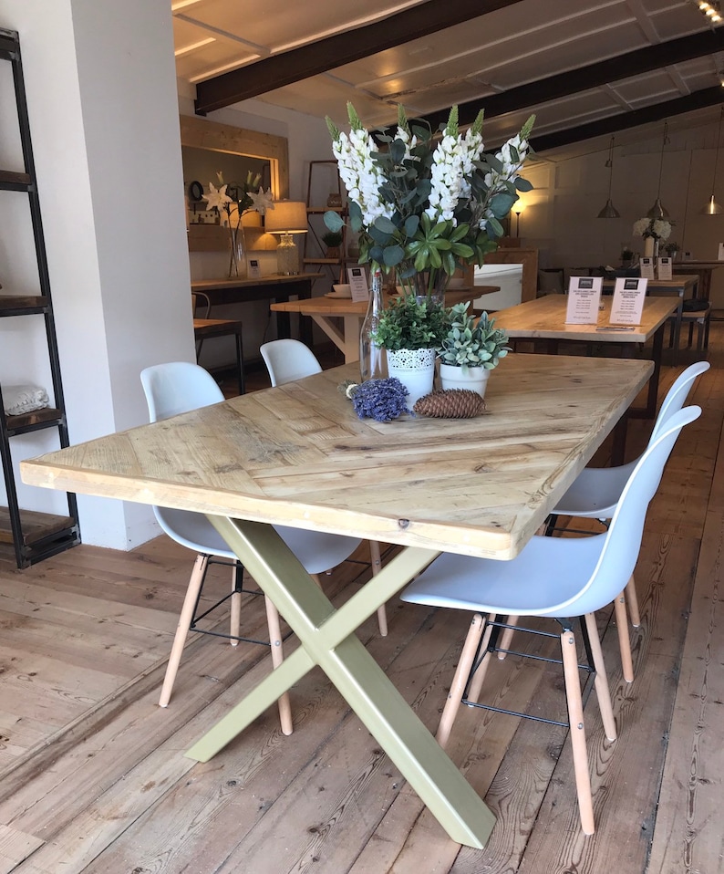 Reclaimed Dining Table With Gold Legs Etsy UK