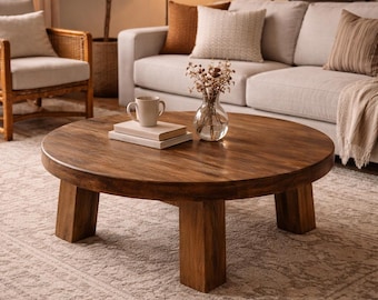 Round Rustic hand made reclaimed wood Coffee table