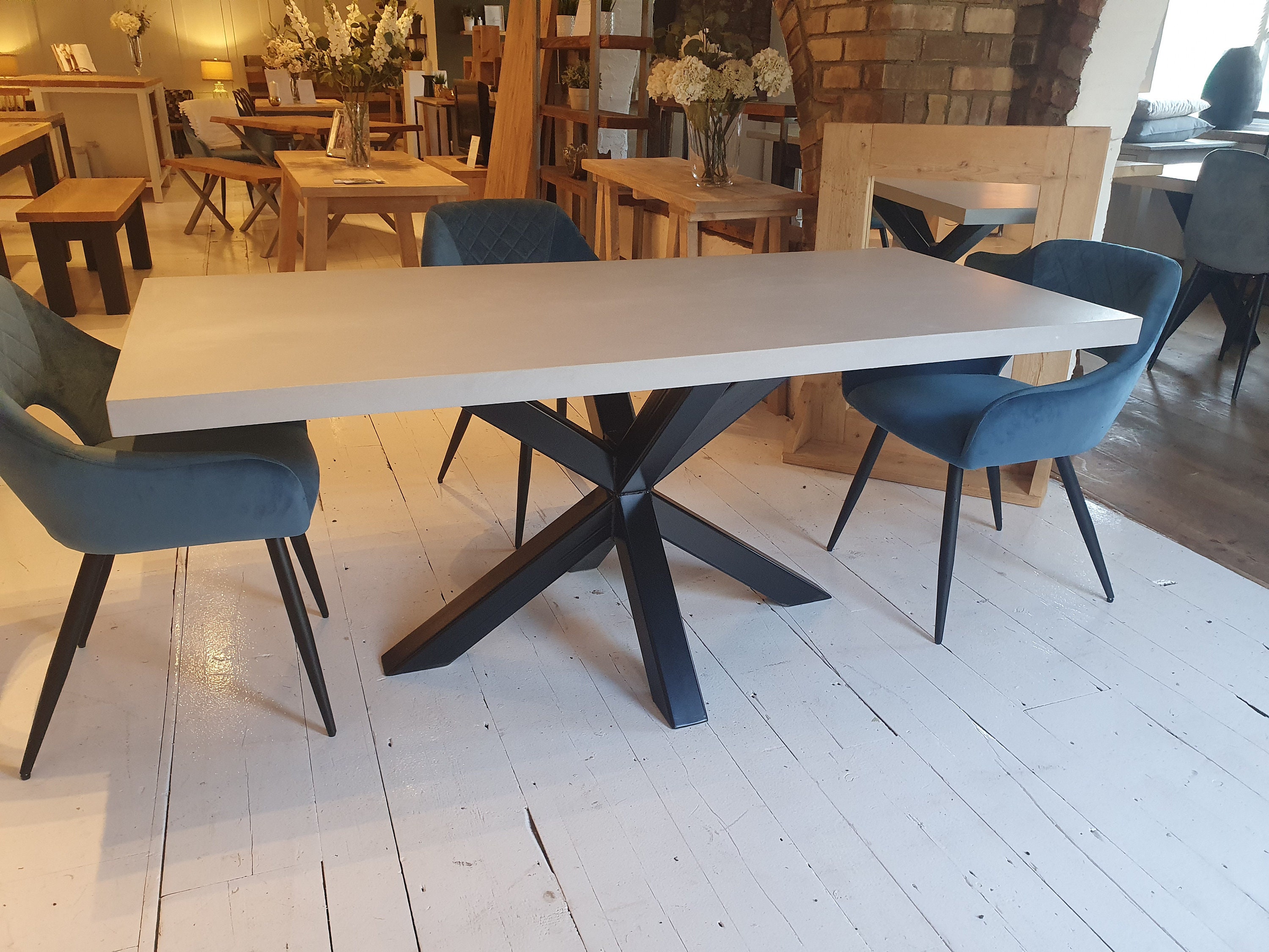 Concrete Dining Table Metal Legs Handmade Table Industrial Etsy UK