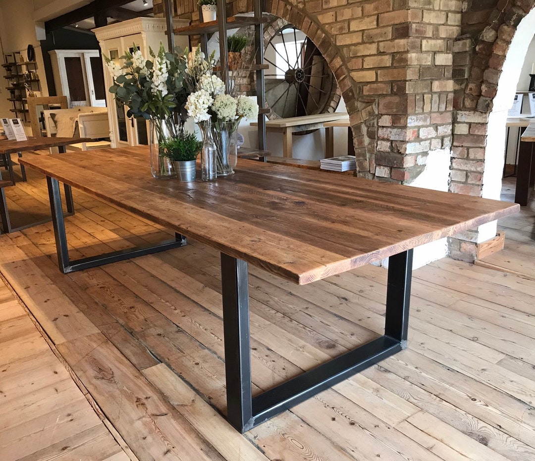 The square Leg Reclaimed Dining Table - Etsy UK