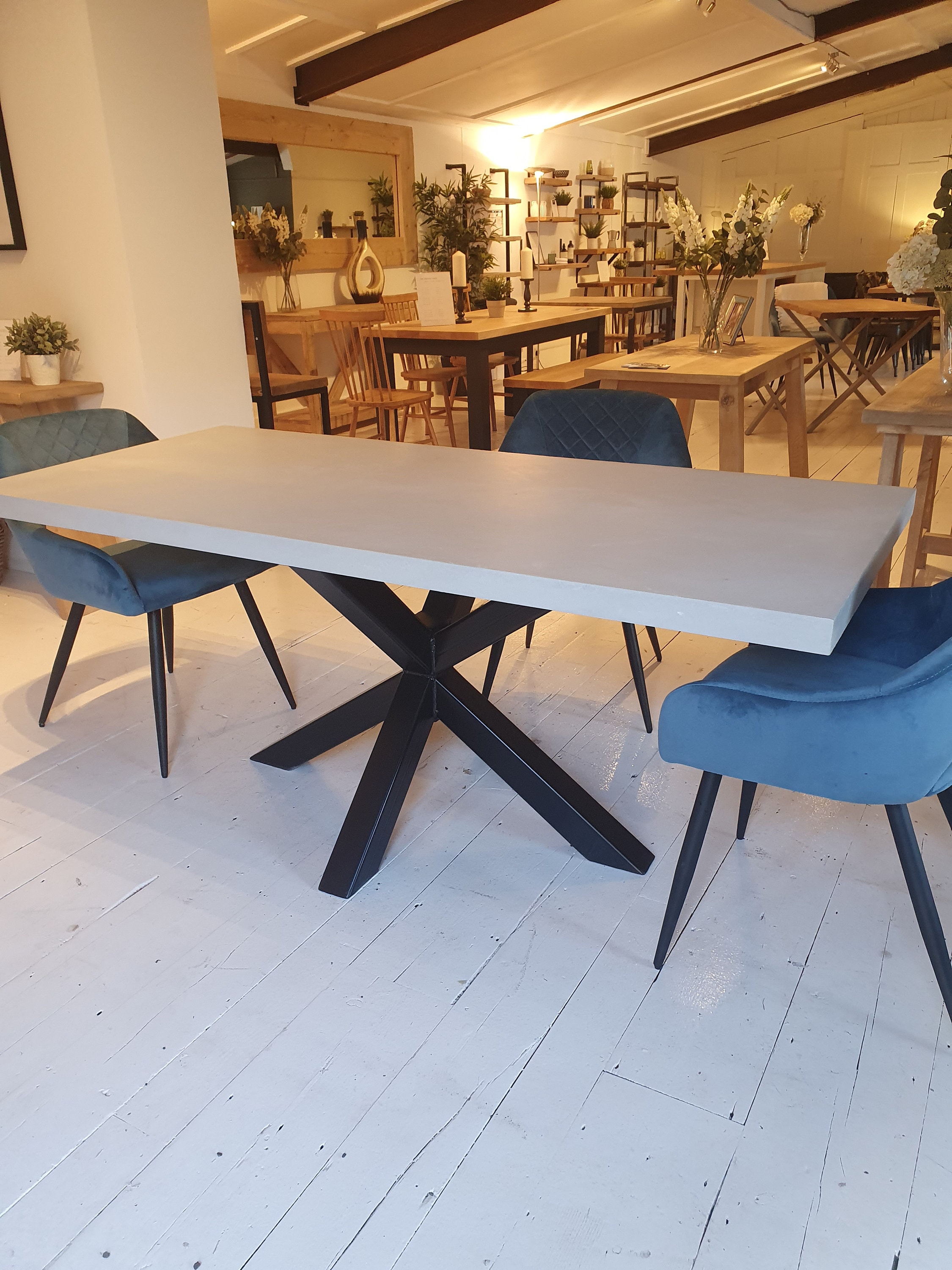 Concrete Dining Table Metal Legs Handmade Table Industrial Etsy UK