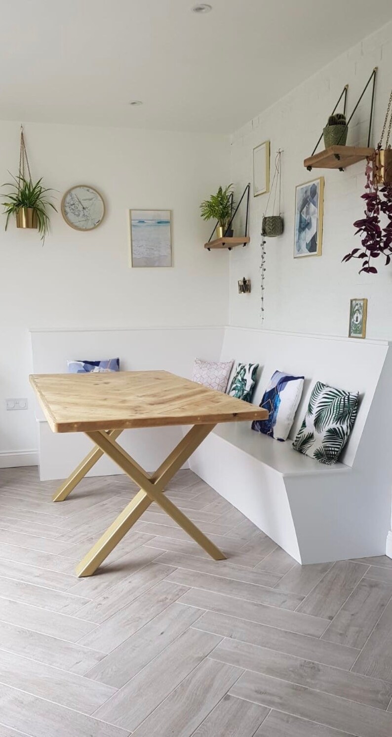Reclaimed Dining Table With Gold Legs Etsy UK