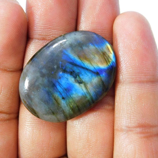Natural Labradorite Cabochon Loose Gemstone 50.00 Cts  26x35x7 MM Approx Oval Shape Blue Power Smooth Polish